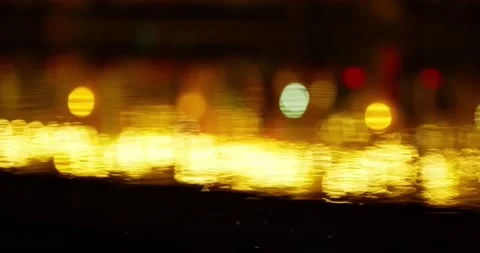 Reflection of Lights on the Water Surface at Night. Stock Footage 155657052