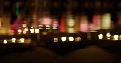 Reflection of Lights on the Water Surface at Night. Stock Footage 155657070