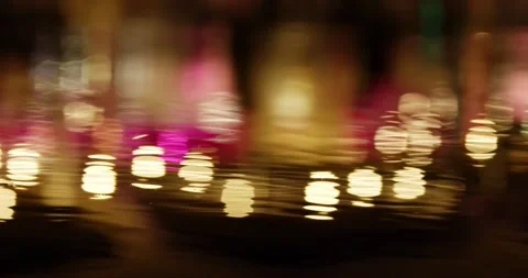 Reflection of Lights on the Water Surface at Night. Stock Footage 155657110