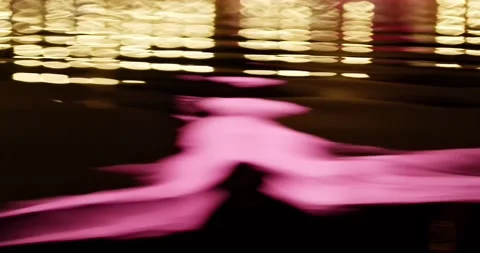 Reflection of Lights on the Water Surface at Night. Stock Footage 155657111