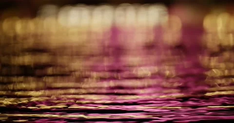 Reflection of Lights on the Water Surface at Night. Stock Footage 155657146