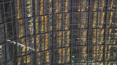 Reflection of mall visitors in its glass roof Stock Footage 117563344
