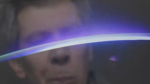 Reflection of a man looking at a view of the earth from space Video stock 102601716