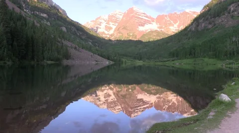 Reflection Maroon Bells Landscape Aspen Colorado Stock-Footage 51712782