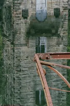 Reflection of medieval castle 스톡 사진