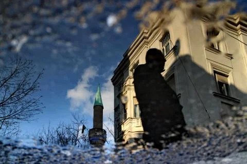 Reflection of the minaret Stock Photos