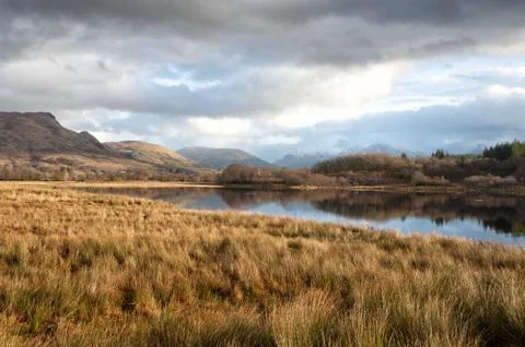 Reflection in mirror of mountain lake Stock Photos