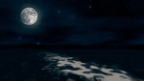 Reflection of the Moon in the Sea - Background Video stock 86952366