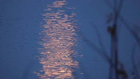 The reflection of the moon in the water, 4K slomo Video stock 170160124