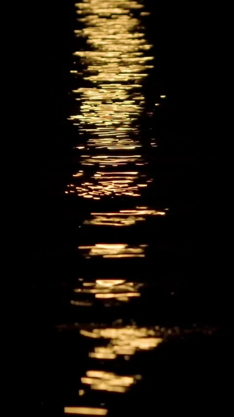 Reflection of the moon on the water surface Stock Footage 335280029