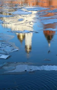 Reflection of the moscow kremlin Stock Photos
