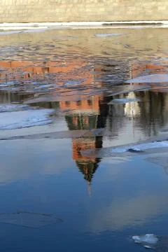 Reflection of the moscow kremlin Stock Photos