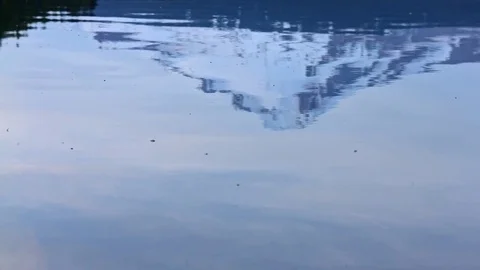 Reflection of mountain on forest lake Trillium Lake at Sunset Mt. Hood Stock-Footage 81854648