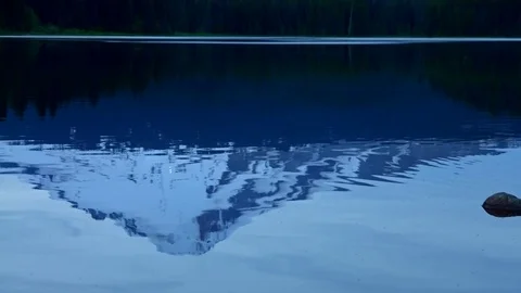Reflection of mountain on forest lake Trillium Lake Mt. Hood Reflection at Blue Stock Footage 81855506