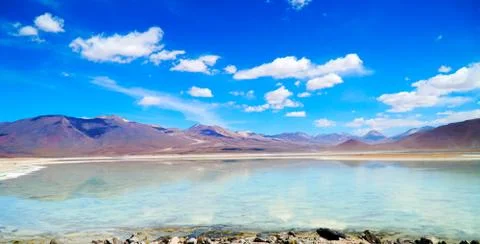 Reflection Of Mountain In Still Lake Stock Photos