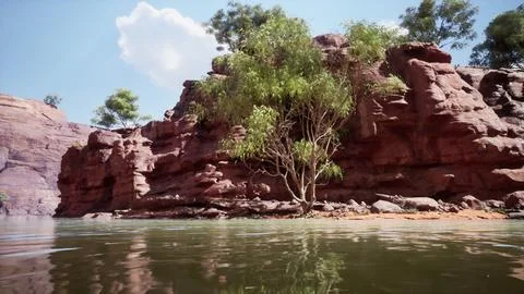 The reflection of the mountains in the River Stock Illustration