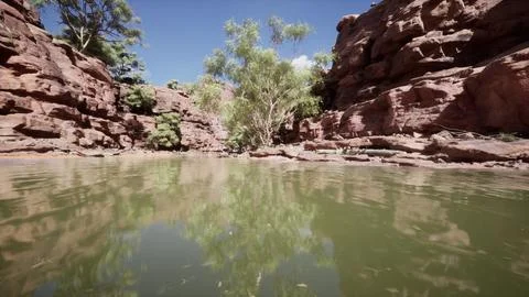 The reflection of the mountains in the River Stock Illustration