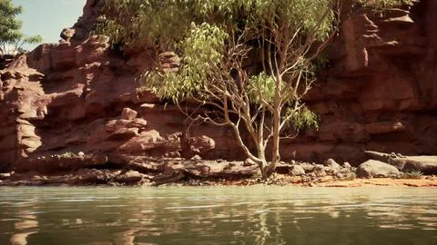 The reflection of the mountains in the River Stock Illustration