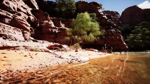 The reflection of the mountains in the River Stock Illustration