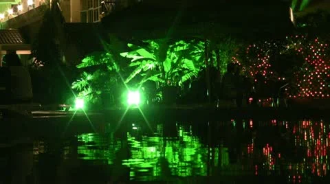 Reflection night cafe in water Stock Footage 10819179