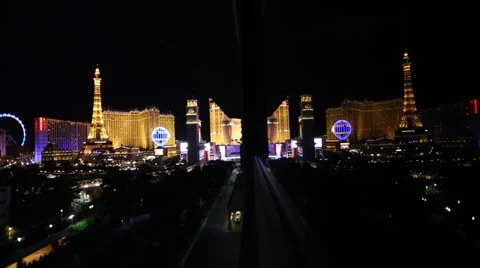 Reflection of Night in Las Vegas With Paris Casino Stock Video Stock Footage 37345680