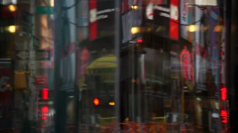 Reflection of NYC street Video stock 37439167