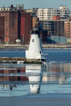 Reflection Palmer's Island lighthouse Stock Photos