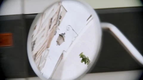 Reflection of Paris buildings in the round mirror Stock Footage 288694526