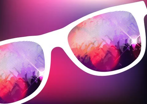 Reflection of a Party Event on Sunglasses - Vector Illustration Illustrazione stock