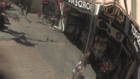 Reflection of people in the big balls Rundle Mall, Adelaide Stock Footage 234264995