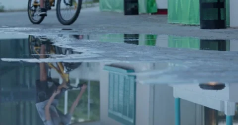 Reflection of People on Puddle during Daytime. Stock Footage 155657201