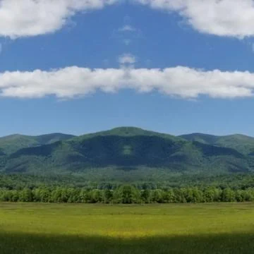 Reflection Photo Collage of Cloud Shadows on Mountainside in May 1 Stock Photos