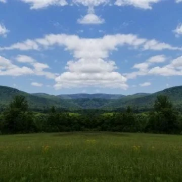 Reflection Photo Collage of Cloud Shadows on Mountainside in May Stock Photos
