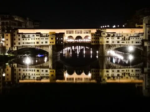 Reflection of Ponte Vecchio in FLorence Stock Photos