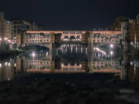 Reflection of Ponte Vecchio Foto stock