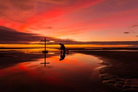 Reflection Praying Stock Photos