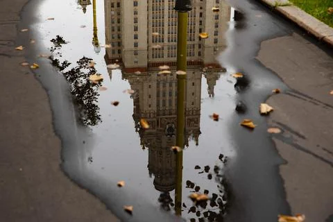 Reflection in a puddle mgu Stock Photos