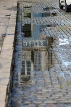 Reflection in a Puddle of Water 写真素材
