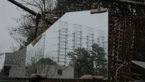 Reflection in the radar mirror Duga Stock Footage 194709215