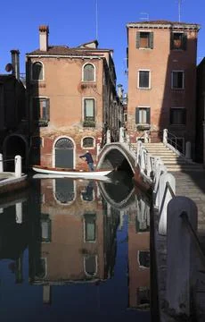 Reflection in the Rio delle Eremite Venice Veneto Italy Europe Foto stock