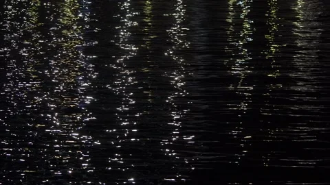 Reflection in the river of night city lights Stock Footage 220492114