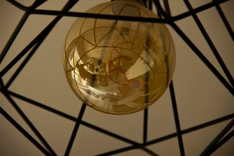 Reflection of a room in a light bulb Stock Photos