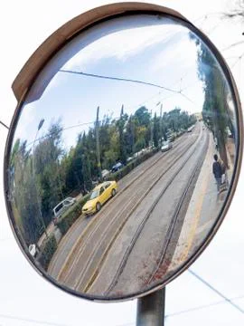 Reflection in a round mirror Stock Photos