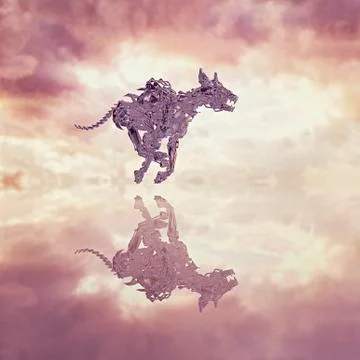 Reflection of the running robot dog Stock Photos