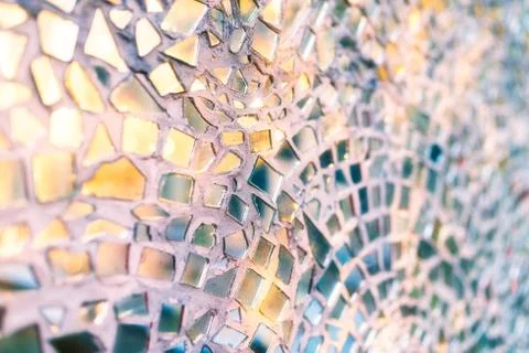 Reflection of the setting sun in the mirror pieces of glass mosaic - abstract Stock Photos