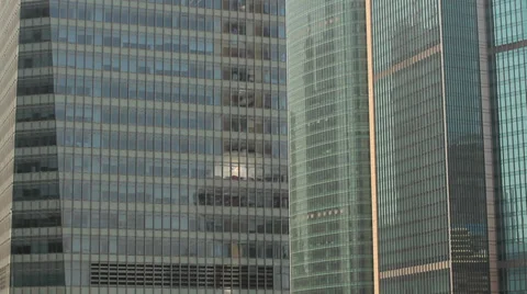 Reflection of Shanghai Perl Tower in Skyscraper Windows Stock Footage 39393759
