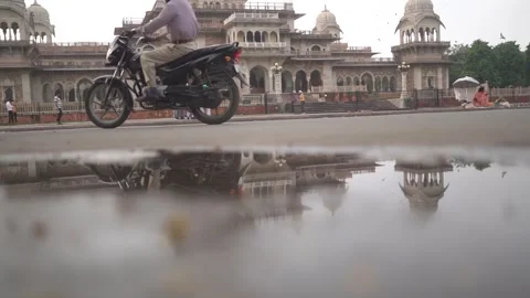Reflection Shot of Albert Hall Museum, Jaipur, India – Editorial Stock Footage 311657045