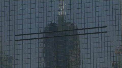 Reflection in the side of Shanghai World Financial Centre Stock Footage 285989
