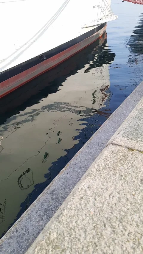 Reflection of side of ship in water. Stock Footage 264982014