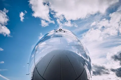 Reflection of sky on airplane Foto stock